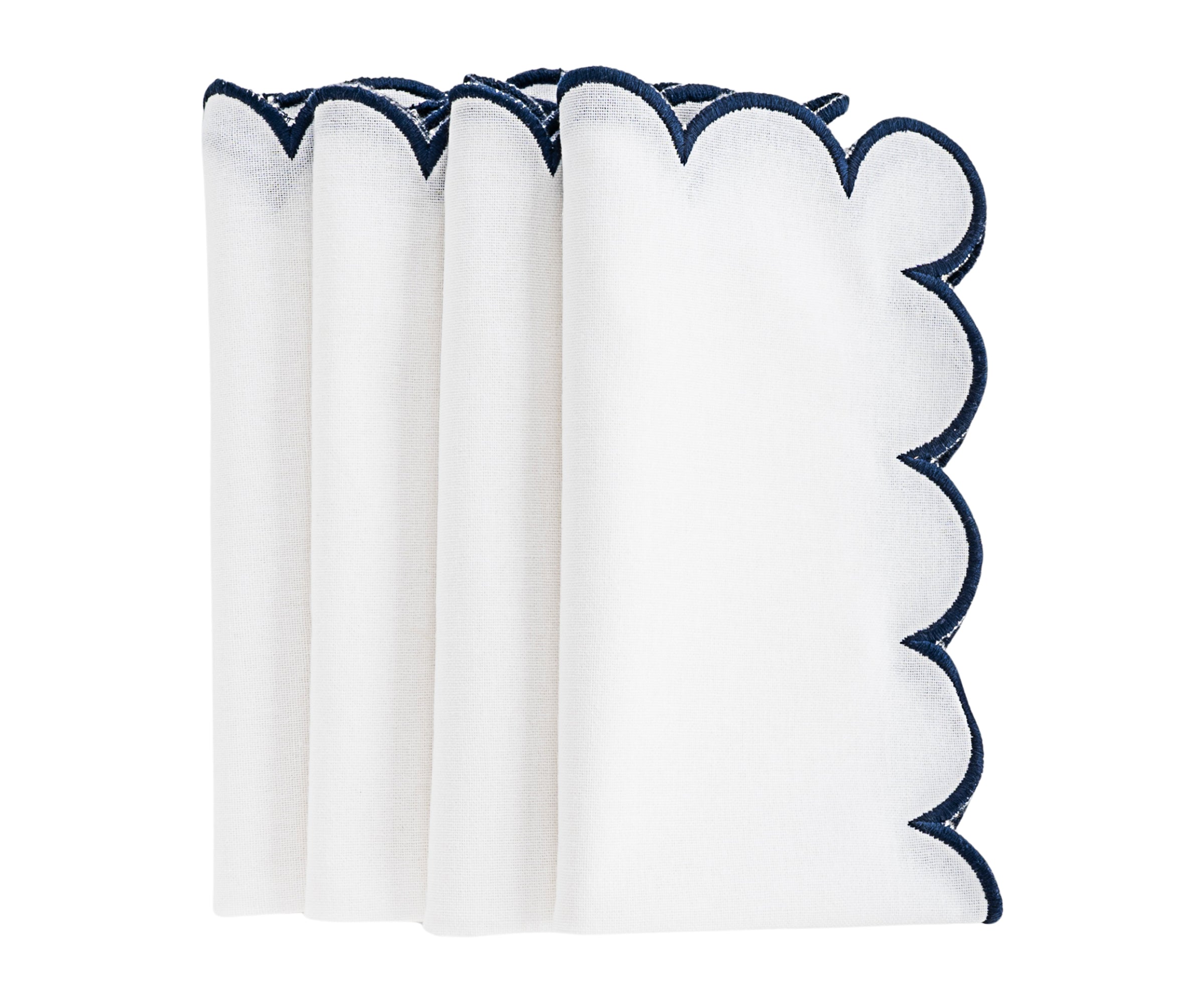 Navy Scalloped Edge Napkins  LongWave