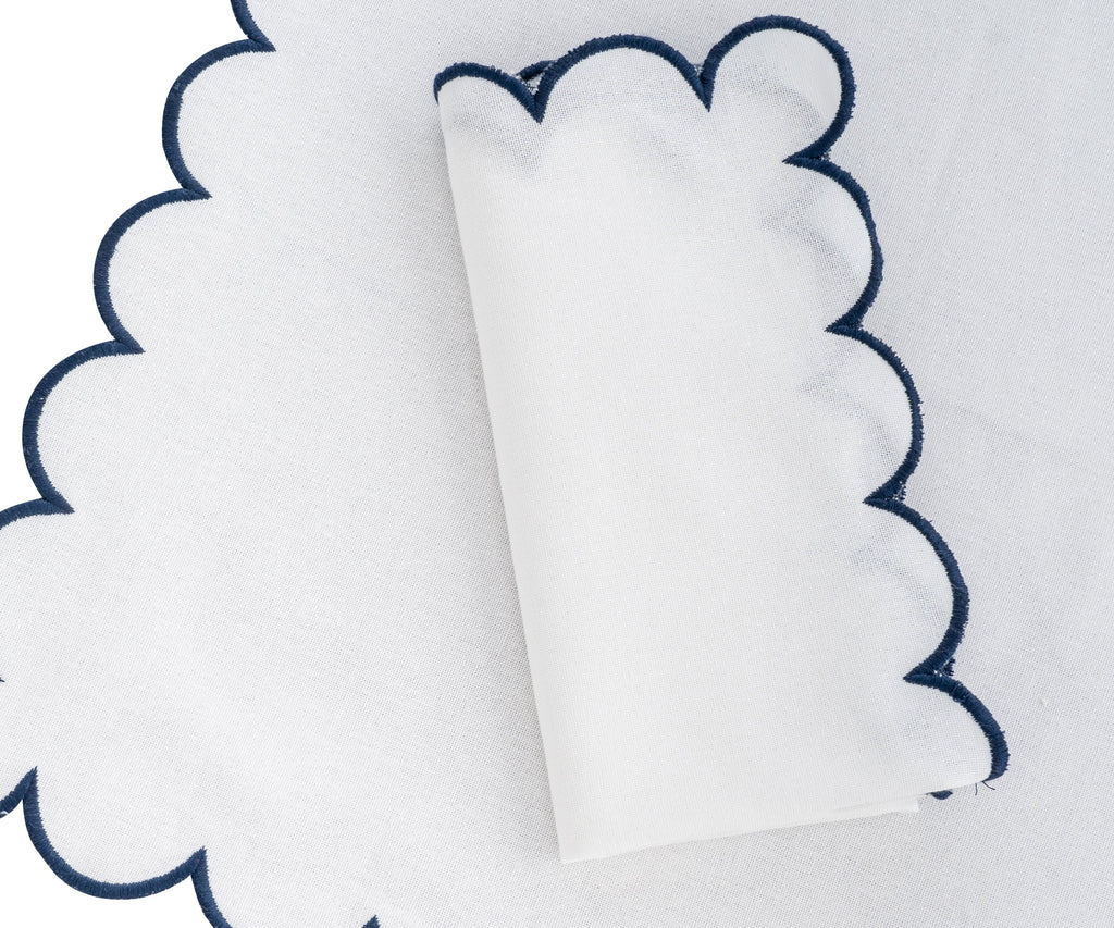 Navy Scalloped Edge Napkins  LongWave