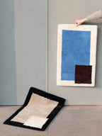 Soft Contemporary Abstract Geometric Bath Rug, Absorbent,
