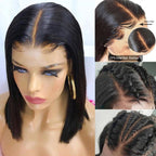 180% Density Straight 4x4 Short Bob 13x4 Lace Front Human Hair Wig
