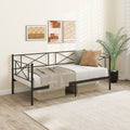 Twin Size Platform Bed with Heavy-duty Metal Slat Support-White