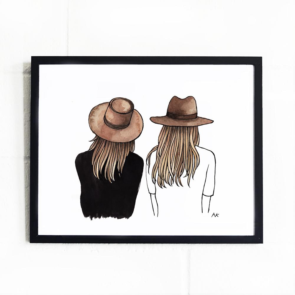 Two Hat Girls Best Friend Art Print