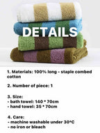 Ultra Soft Absorbent Retro Stripe Bath Towel - 100% Organic Premium
