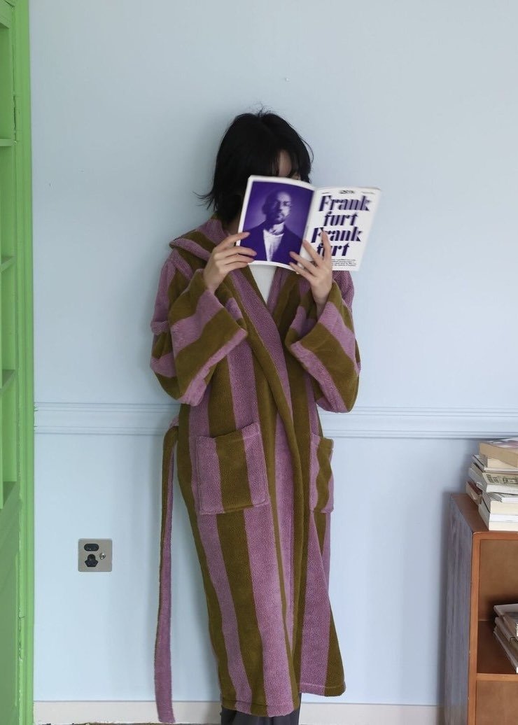Ultra Soft Retro Whimsical Stripe Bath Robe - 100% Organic