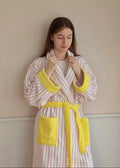 Ultra Soft Whimsical Stripe Bathrobe - 100% Organic Long-stapled Cotto