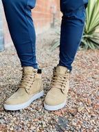 CALTO - T53121 - 2.6 Inches Taller (Nubuck Tan) - High top sneak-boot