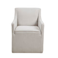 Upholstered Dining Chair with Casters and Padded Arms