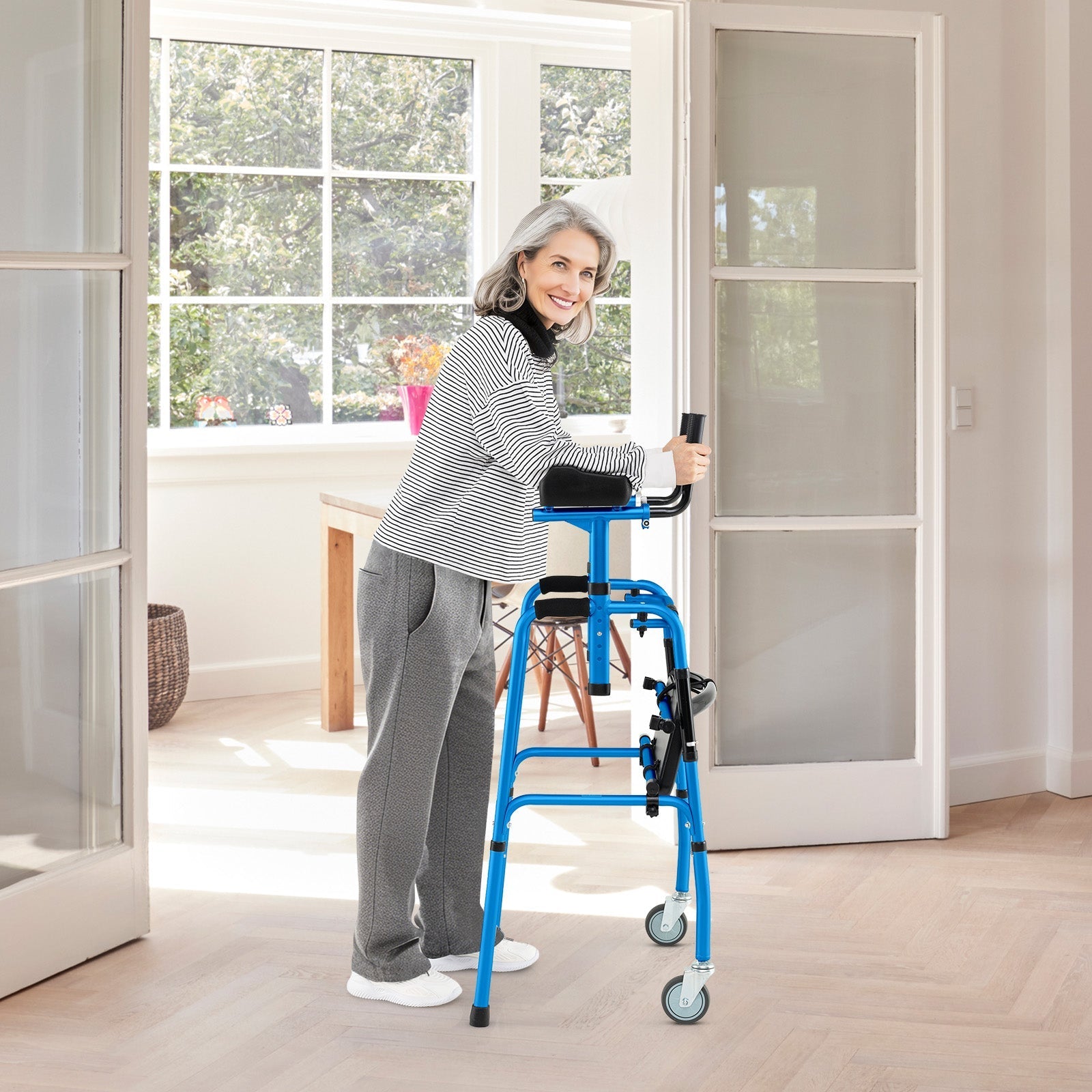 Versatile Rolling Walker for Rehabilitation Training-Navy