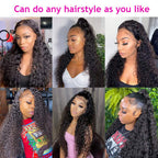 13x4x1 Water Wave 13x1x6 T part Lace Transparent Human Hair Wigs 180%