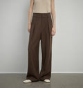 Women's white straight casual wide waist drape floor-length wide leg