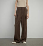 Women's white straight casual wide waist drape floor-length wide leg