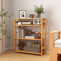 4-Tier Bookshelf Rubber Wood Bookcase with Side Fences for Living Room-29.5 inches