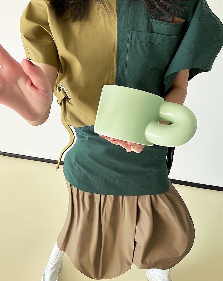 Handmade XXXL Ceramic Chubby Mug - Unique Cute Large Mug for Coffee &